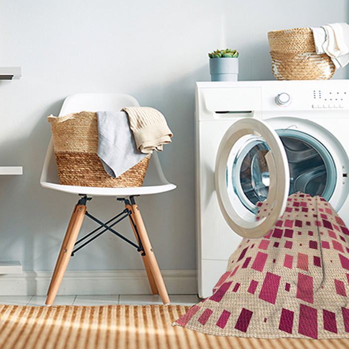 Machine Washable Transitional Deep Peach Orange Rug in a Washing Machine, wshpat3380org