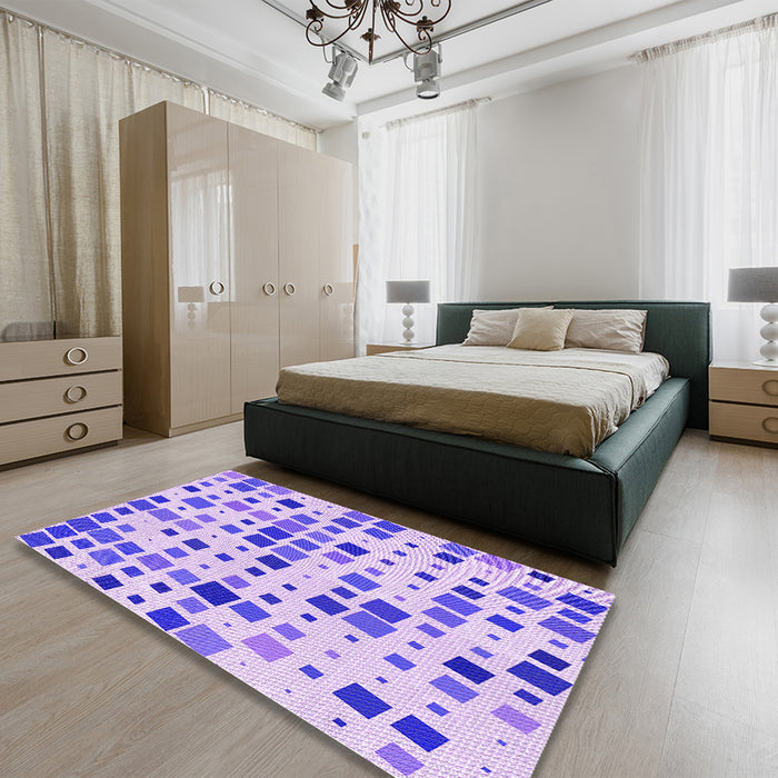 Round Machine Washable Transitional Purple Rug in a Office, wshpat3380pur