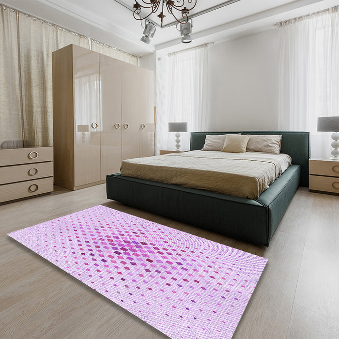 Round Machine Washable Transitional Violet Purple Rug in a Office, wshpat3381pur