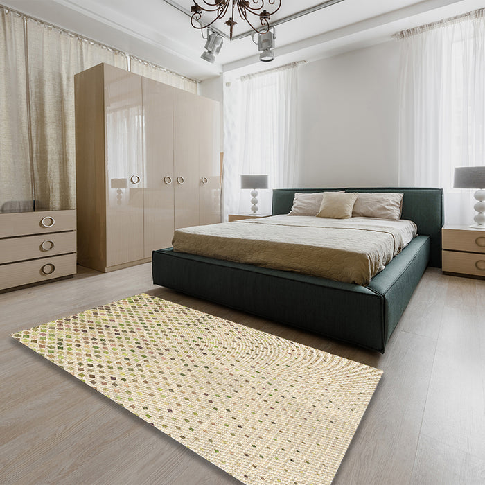 Patterned Vanilla Gold Rug in a Bedroom, pat3382brn
