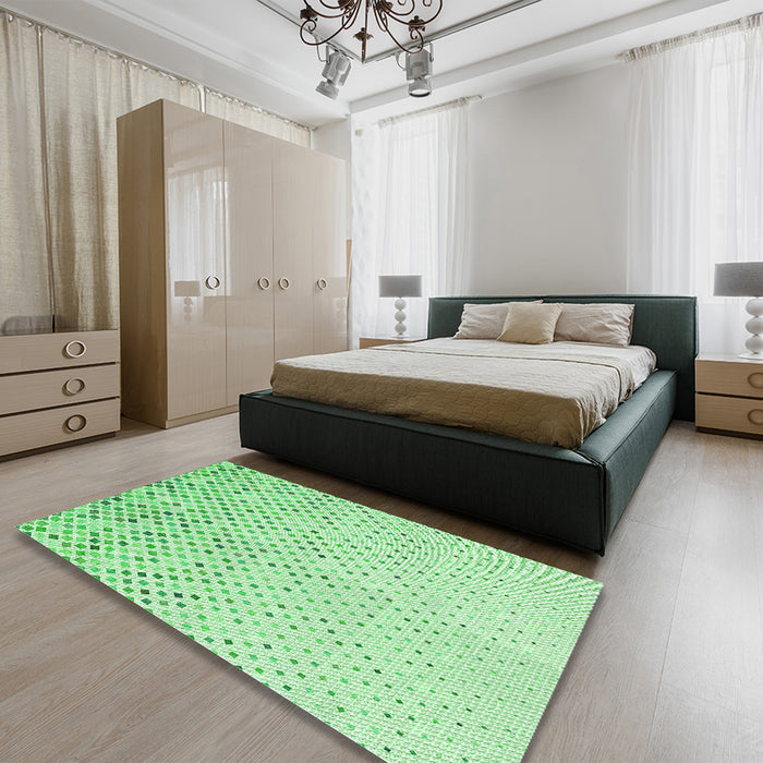 Patterned Green Rug in a Bedroom, pat3382grn