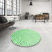 Round Patterned Green Rug in a Office, pat3382grn