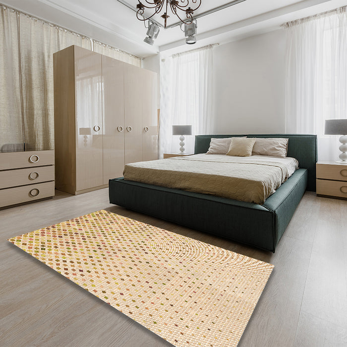 Patterned Golden Blonde Gold Rug in a Bedroom, pat3382org