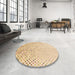 Round Patterned Golden Blonde Gold Rug in a Office, pat3382org