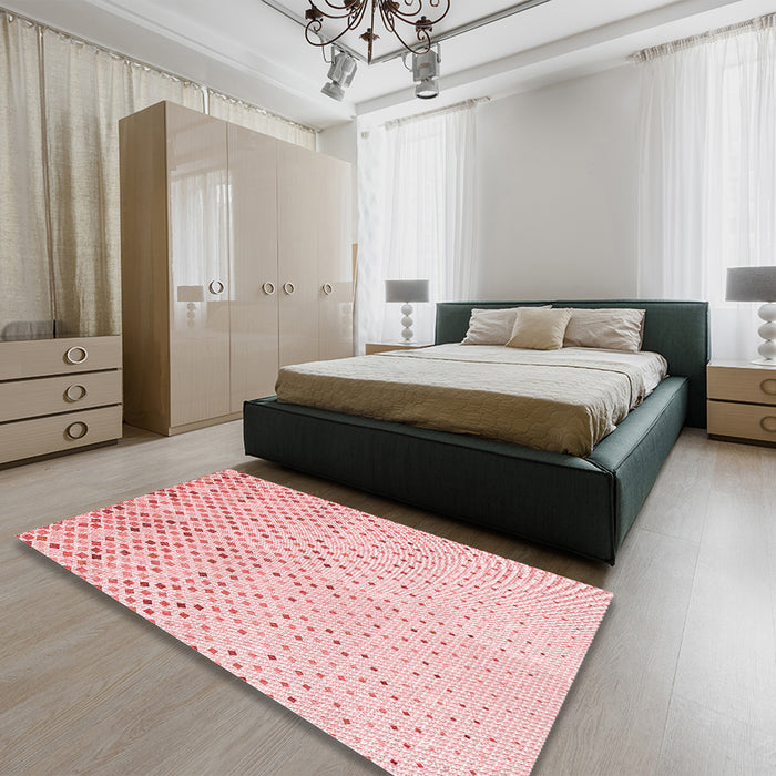 Patterned Light Rose Pink Rug in a Bedroom, pat3382rd