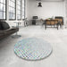 Round Patterned Water Blue Novelty Rug in a Office, pat3382