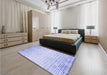 Patterned Lavender Blue Rug in a Bedroom, pat3383blu
