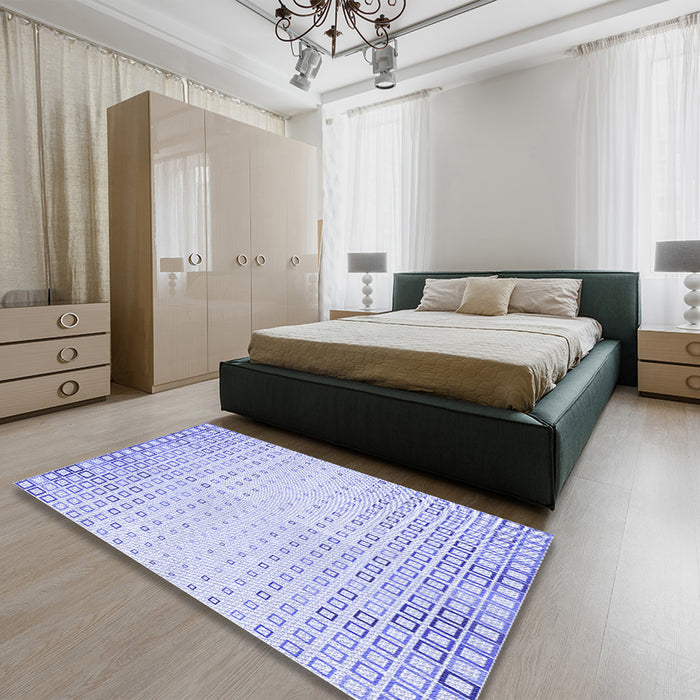 Patterned Lavender Blue Rug in a Bedroom, pat3383blu