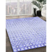 Patterned Lavender Blue Rug in Family Room, pat3383blu