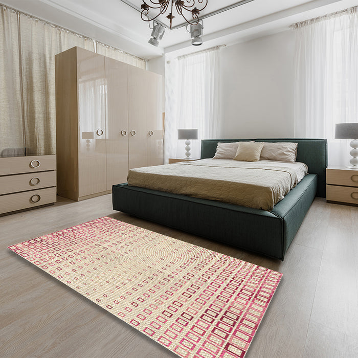 Patterned Sunrise Orange Rug in a Bedroom, pat3383brn