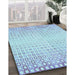 Patterned Iceberg Blue Rug in Family Room, pat3383lblu