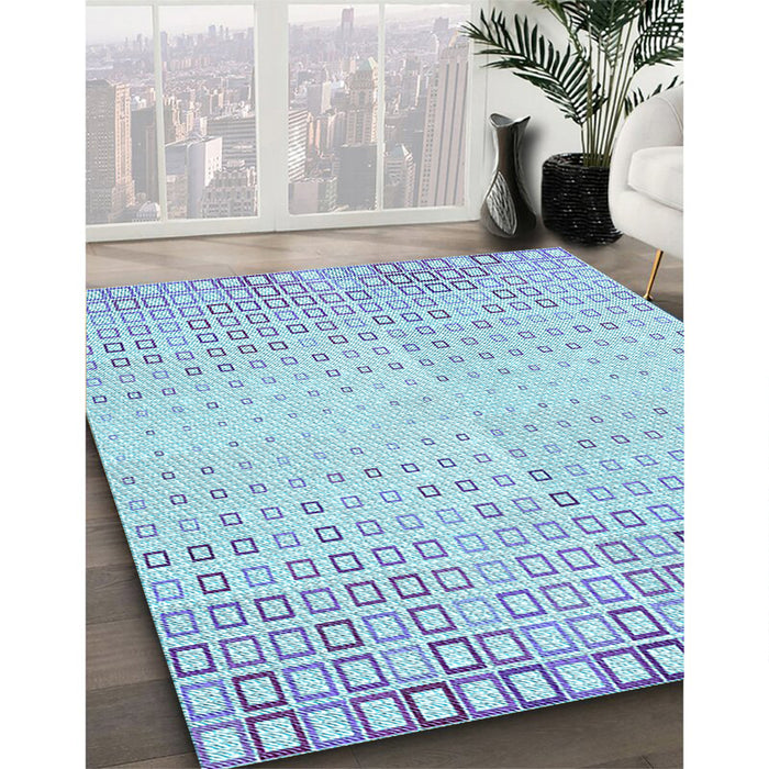 Machine Washable Transitional Iceberg Blue Rug in a Family Room, wshpat3383lblu