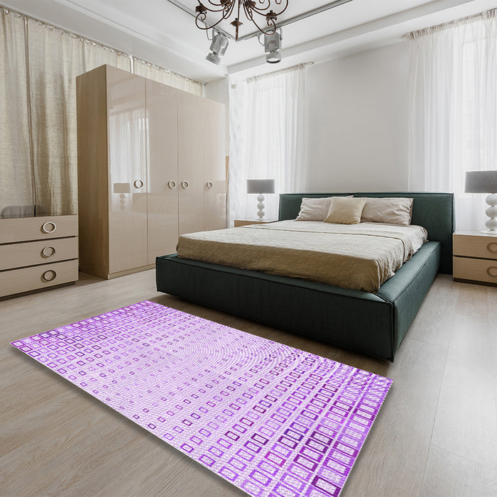 Round Machine Washable Transitional Purple Rug in a Office, wshpat3383pur