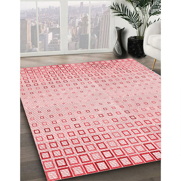 Patterned Light Rose Pink Rug in Family Room, pat3383rd
