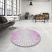 Round Patterned Off-White Novelty Rug in a Office, pat3383