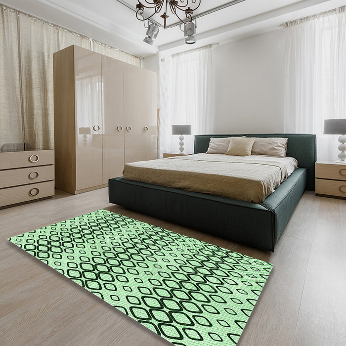 Patterned Mint Green Rug in a Bedroom, pat3384grn