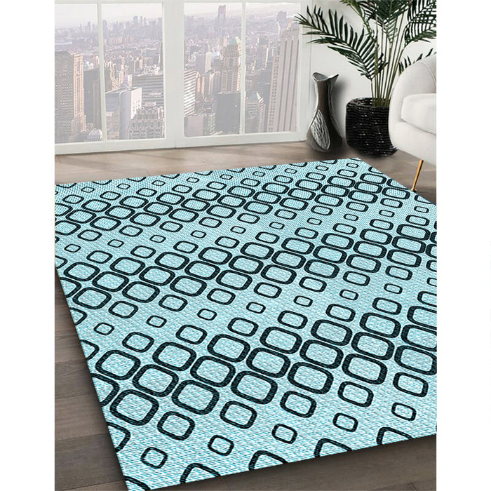 Patterned Electric Blue Rug in Family Room, pat3384lblu