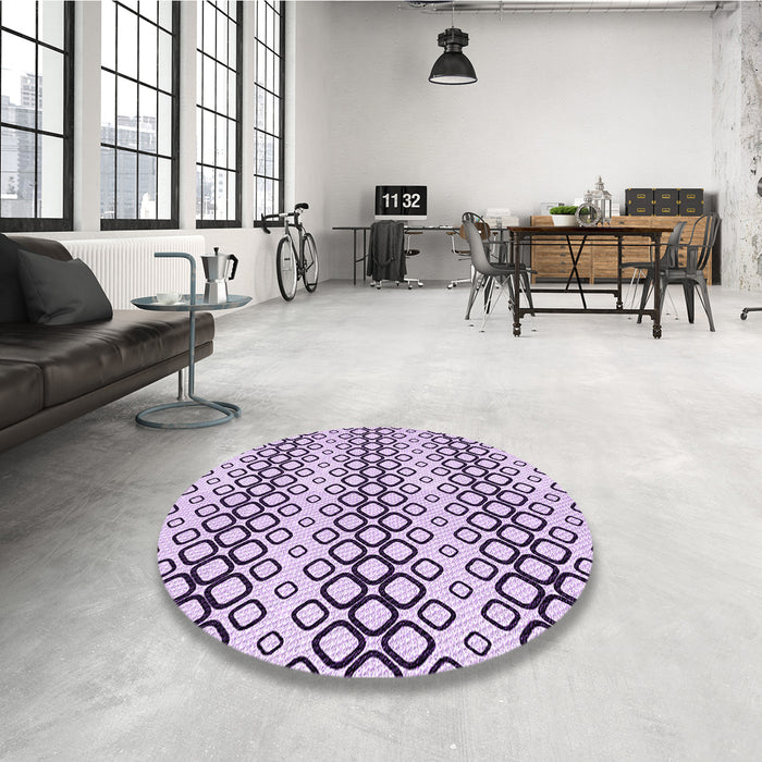 Round Patterned Bright Grape Purple Rug in a Office, pat3384pur