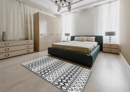 Patterned Off-White Novelty Rug in a Bedroom, pat3384