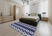 Patterned Night Blue Rug in a Bedroom, pat3385blu