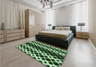 Patterned Light Green Rug in a Bedroom, pat3385grn