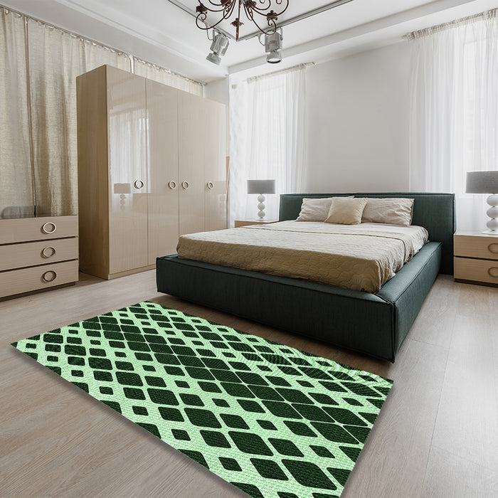 Patterned Light Green Rug in a Bedroom, pat3385grn