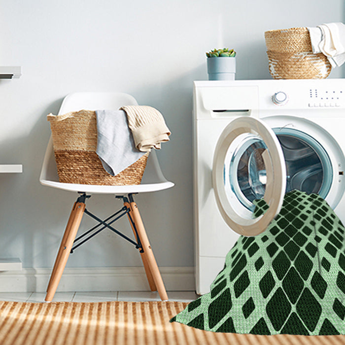 Machine Washable Transitional Light Green Rug in a Washing Machine, wshpat3385grn