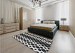 Patterned Platinum Silver Gray Rug in a Bedroom, pat3385gry