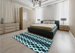 Patterned Blue Rug in a Bedroom, pat3385lblu