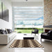 Square Patterned Black Brown Rug in a Living Room, pat3385org