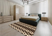 Patterned Black Brown Rug in a Bedroom, pat3385org