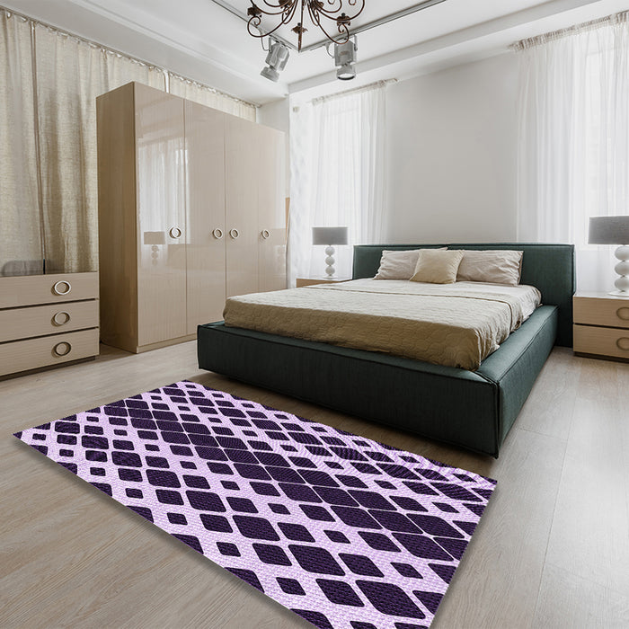 Patterned Mauve Purple Rug in a Bedroom, pat3385pur