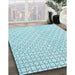 Machine Washable Transitional Electric Blue Rug in a Family Room, wshpat3386lblu