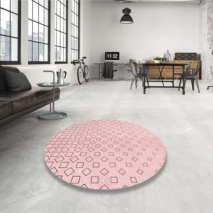 Round Patterned Light Coral Pink Rug in a Office, pat3386rd