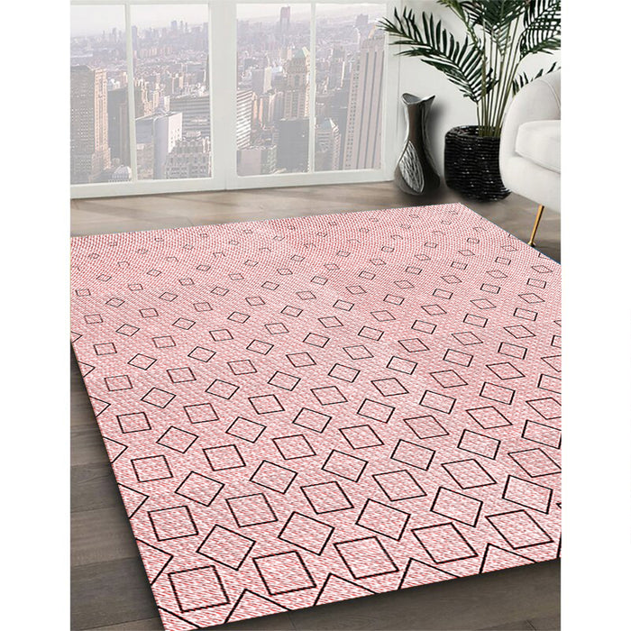 Patterned Light Coral Pink Rug in Family Room, pat3386rd