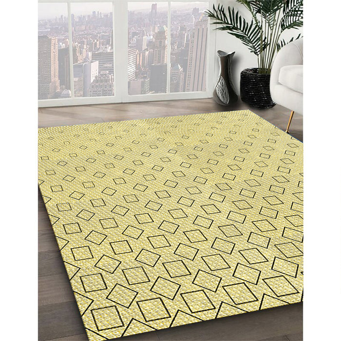 Patterned Yellow Rug in Family Room, pat3386yw