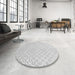 Round Patterned Gunmetal Gray Novelty Rug in a Office, pat3386