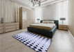 Patterned Lavender Blue Rug in a Bedroom, pat3387blu