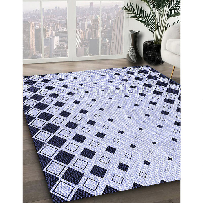 Patterned Lavender Blue Rug in Family Room, pat3387blu