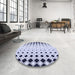 Round Patterned Lavender Blue Rug in a Office, pat3387blu