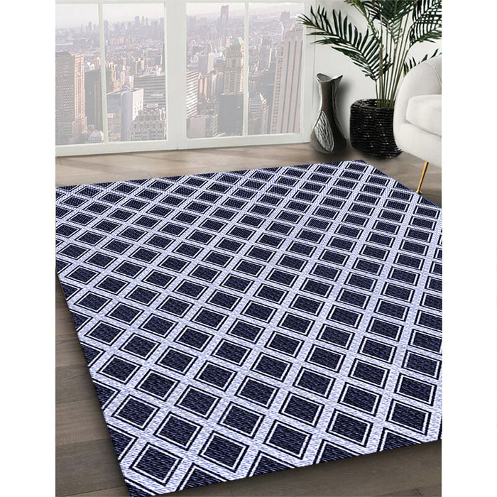 Patterned Night Blue Rug in Family Room, pat3388blu