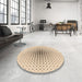 Round Patterned Bronze Brown Rug in a Office, pat3389org