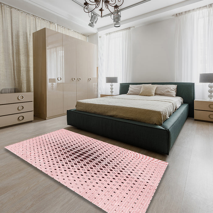 Patterned Pink Rug in a Bedroom, pat3389rd