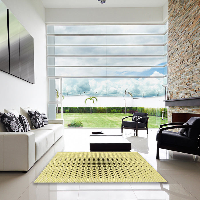 Machine Washable Transitional Sun Yellow Rug in a Kitchen, wshpat3389yw