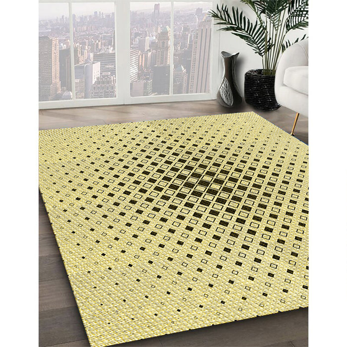 Machine Washable Transitional Sun Yellow Rug in a Family Room, wshpat3389yw