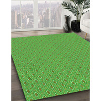 Patterned Dark Lime Green Rug, pat339grn