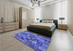 Patterned Sky Blue Rug in a Bedroom, pat3390blu