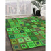 Machine Washable Transitional Seaweed Green Rug in a Family Room, wshpat3390grn