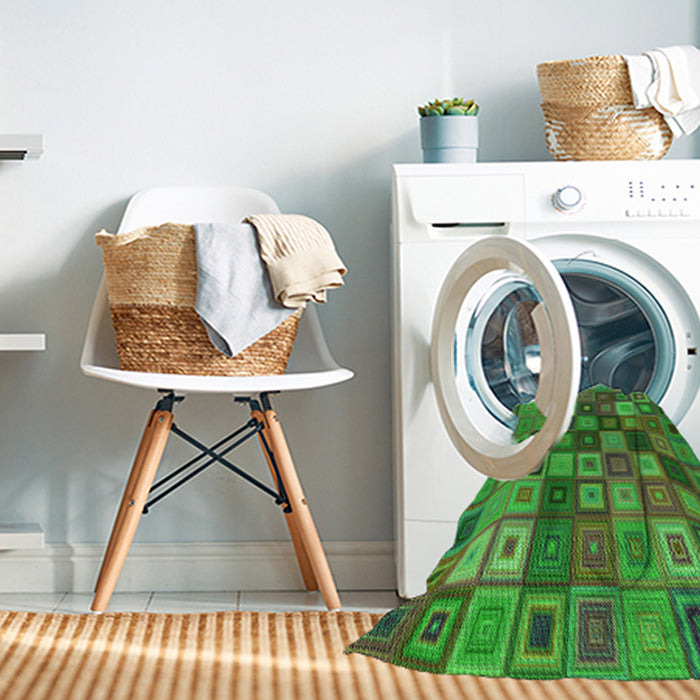 Machine Washable Transitional Seaweed Green Rug in a Washing Machine, wshpat3390grn