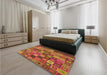 Patterned Red Rug in a Bedroom, pat3390org